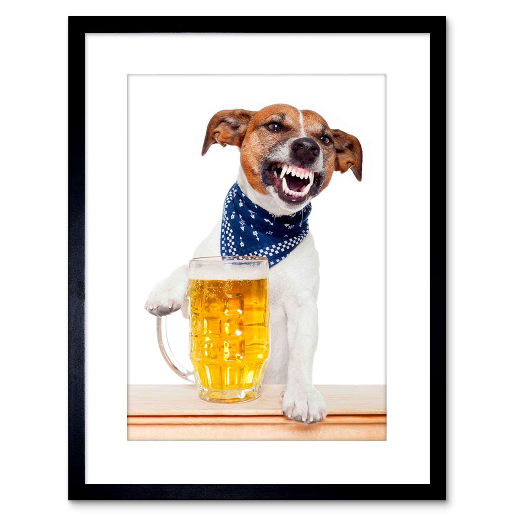 Wee Blue Coo Photo Jack Russell Dog Mug Beer Pint Drunk Art Print Framed Poster Wall Decor 9x7 inch