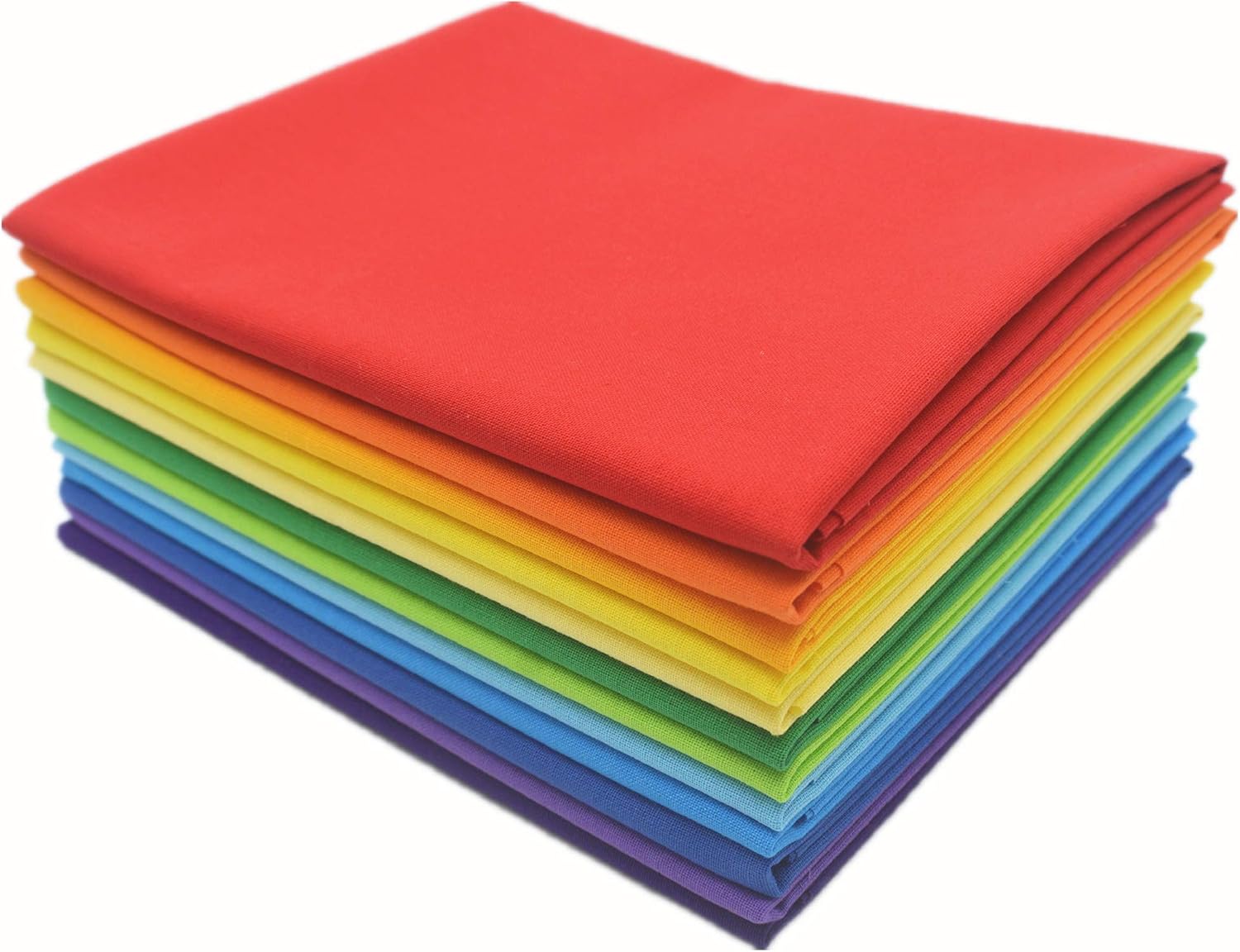 ibotti Fat Quarters Fabric Bundles Solid Colors, 12 Precut Cotton Fabric Quilting, 18 x 22 inch, (Bright Rainbow)