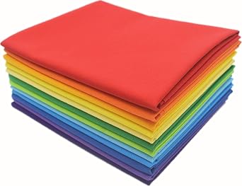 حزم نسيج ibotti Fat Quarters ألوان صلبة ، 12 لحاف نسيج قطن مسبق ، 18 &times; 22 بوصة ، قوس قزح ساطع