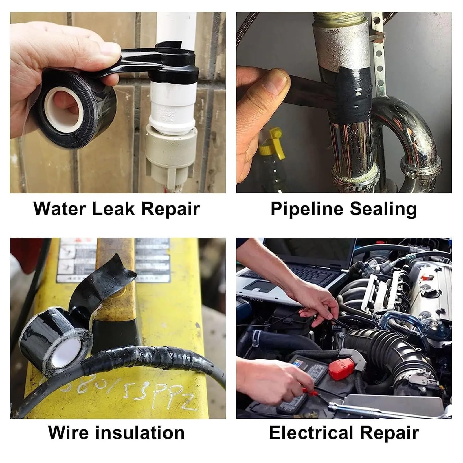 Cinta de silicona autofundible for reparación fugas, cintas unión mangueras tuberías automotrices, aislamiento plomería eléctrica impermeable, 5 uds para reparación de tuberías(30M- (20Rolls))