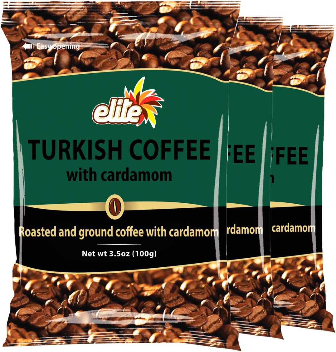 Elite Turkish Coffee with Cardamom, 3.5 oz (3 Pack)