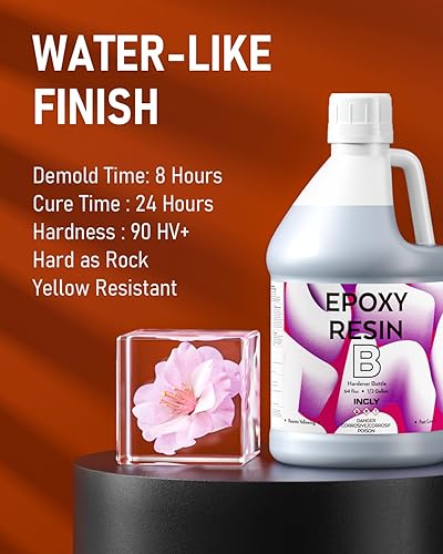 Miniatura 9 de INCLY Kit de resina epoxi transparente de 2 galones, suministros de resina de alto brillo y sin burbujas, revestimiento y fundición para mesa,
