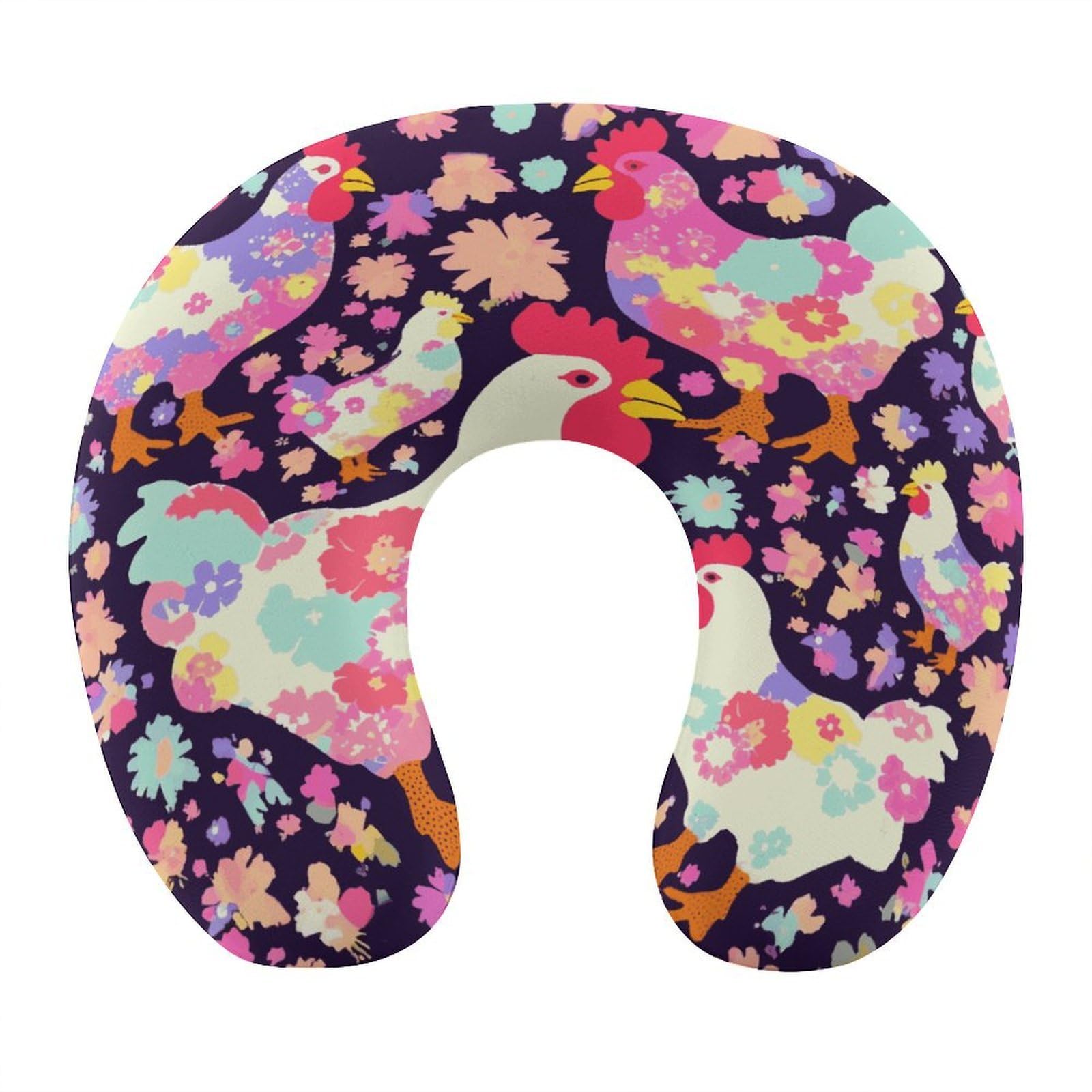 Btcowzrv Style Flower Heart Chicken U Shaped Neck Pillow Travel Pillows