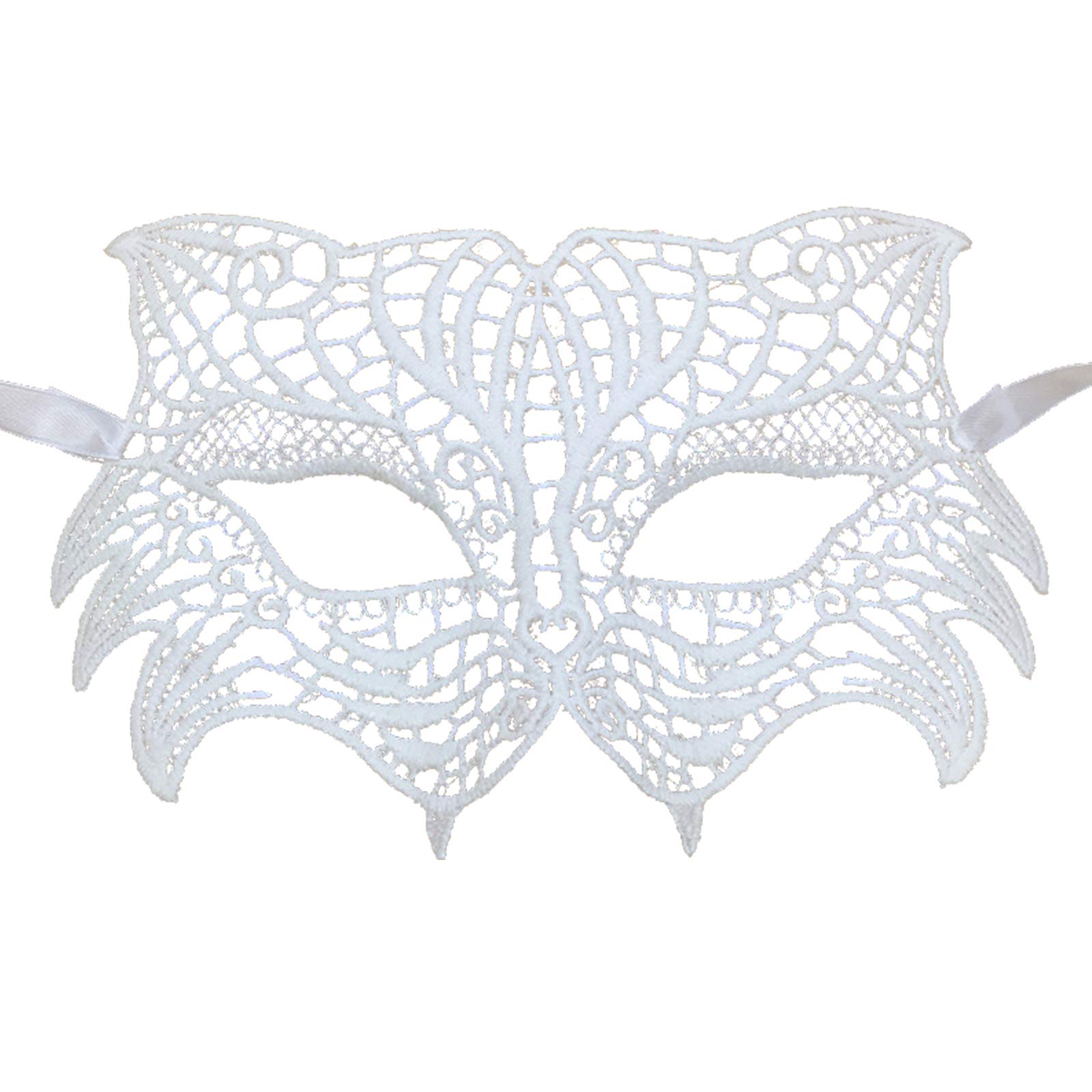 Jamron Women Elegant White Lace Eye Mask for Masquerade Halloween Party Prom Ball Carnival Dress Mask SN07830 Small Fox
