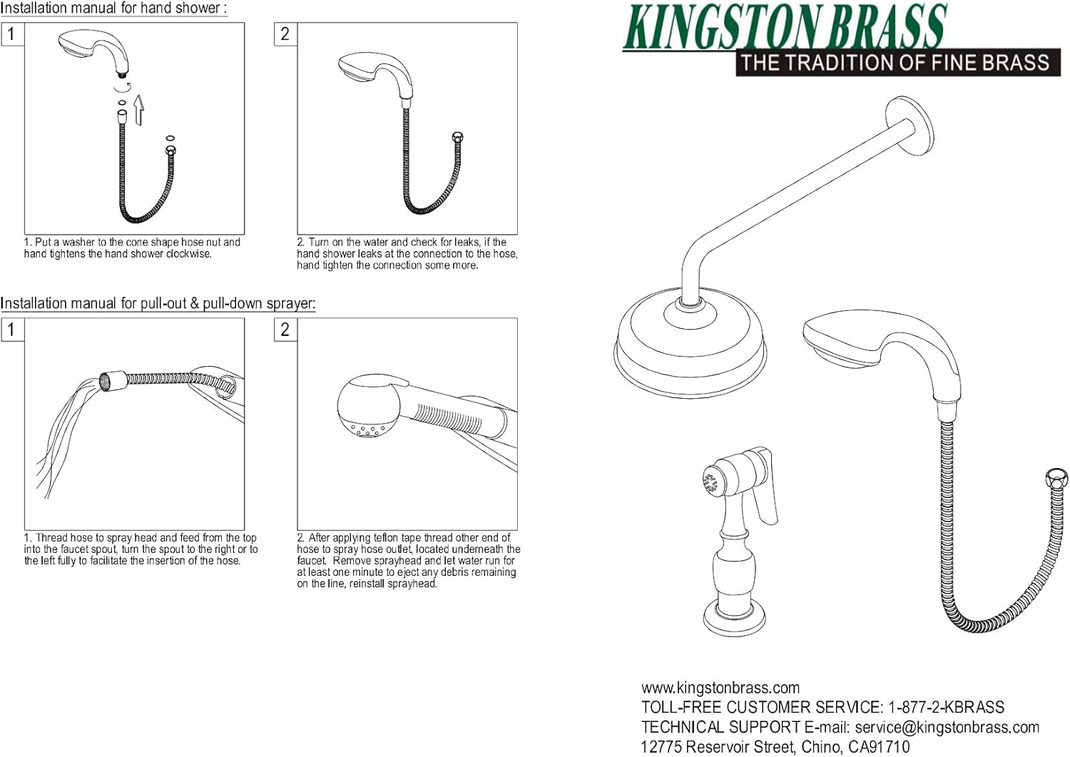 Kingston Brass Gourmetier KBS122SP Kitchen Faucet Sprayer, Black