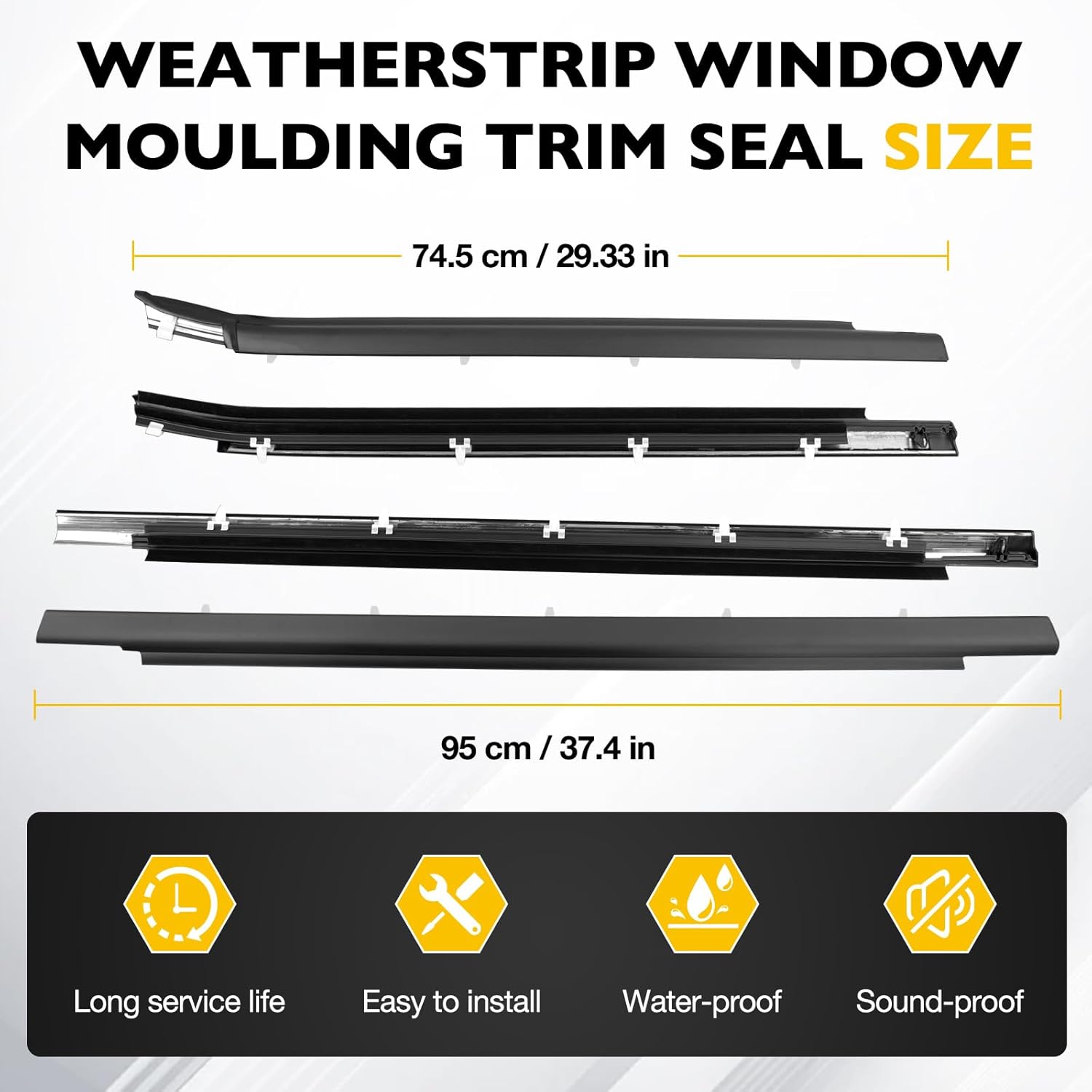 Window Molding Weatherstrip Trim Seal Belt Set Compatible with Toyota Tundra 2000-2006, Front & Rear Door Window Weather Stripping Replaces#75710-0C010 75720-0C010 75730-0C022 75740-0C022 (4PCS)