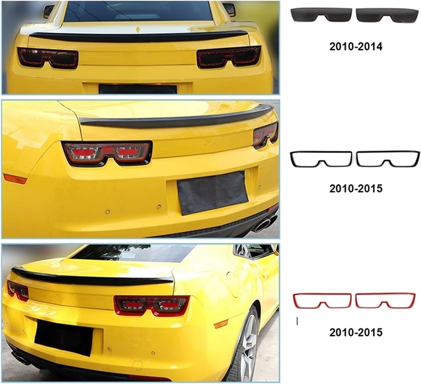 Rear Tail Light Lamp Decoration Cover Trim Compatible For Chevrolet Camaro 2010 2011 2012 2013 2014 2015 Car Exterior Accessories(Smoked black 10-13)