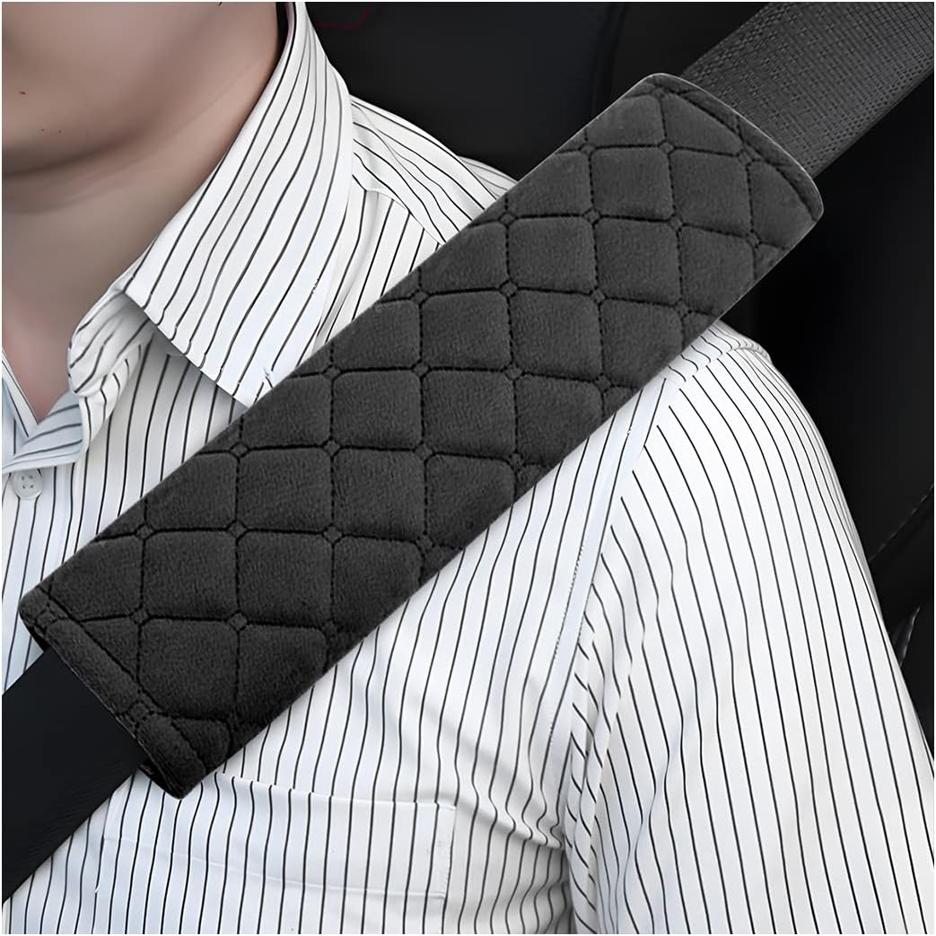 8sanlione 2 Pack Universal Car Seat Belt Cover, Comfort Soft Seatbelt Pad, Compatible with All Cars, Safety Seatbelt Shoulder Strap Pad for Adults Kids, Car Accessories for Men Women (Black)