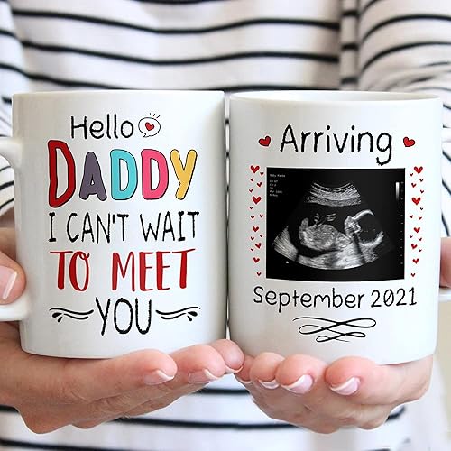 Mugs Personalized Coffee For Dad To Be From Newborn Baby The Bump Hello Daddy Cant Wait To Meet You Ultrasound Custom Name Photo Dad To Be Gifts 11