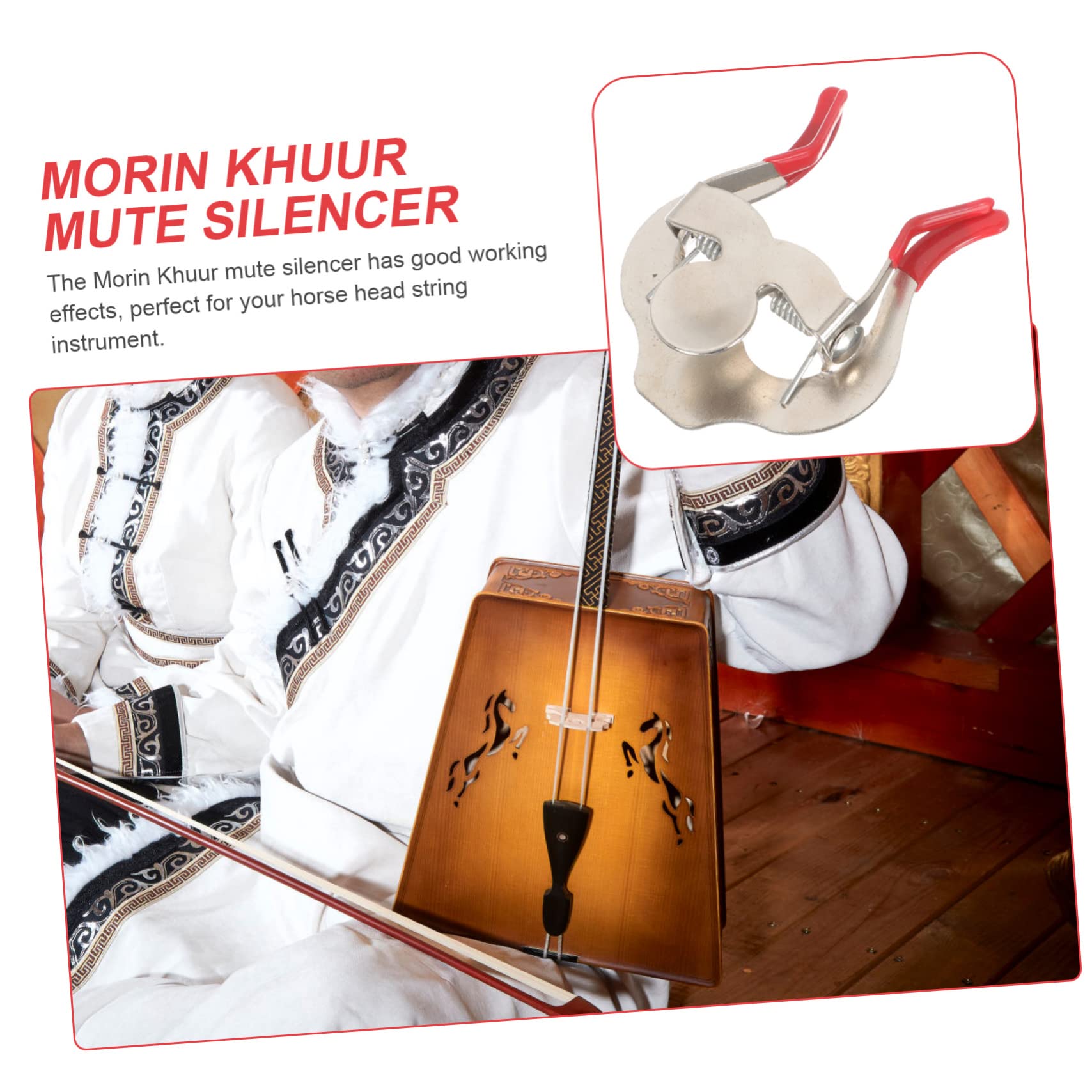 TOYANDONA 4pezzi Pratico Silenziatore Metallo Per Morin Khuur Mute Portatile Per Strumento Corda Con Testa Di Cavallo Accessori Per Pratica e Studio Facil Usare Trasportare