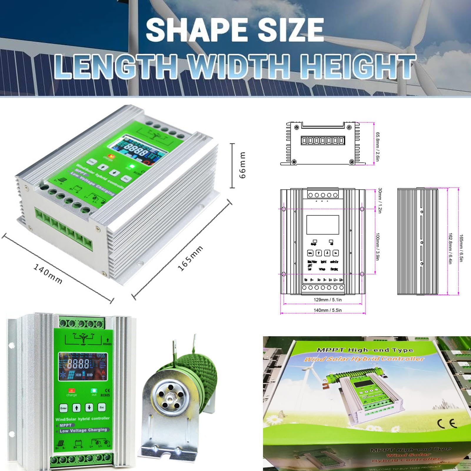 Regulador Carga Solar Eolico Controlador Mppt Controlador De Carga HíBrido Solar EóLico For Carga De Turbina EóLica BateríA De Gel De Plomo Y Litio