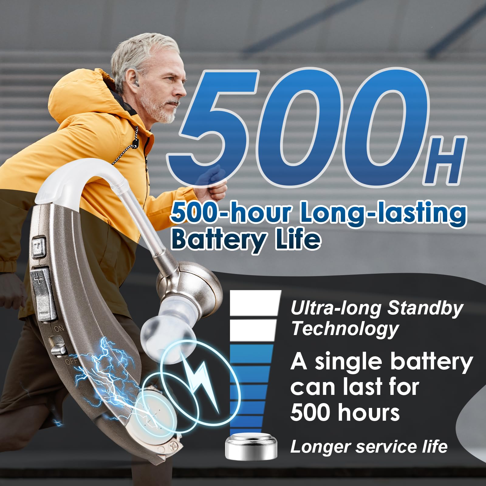 Britzgo Dispositivo, durata della batteria ultra lunga di 500 ore, cancellazione avanzata del rumore, offre una qualità audio eccezionale, garantisce conversazioni quotidiane cristalline (2, argento)
