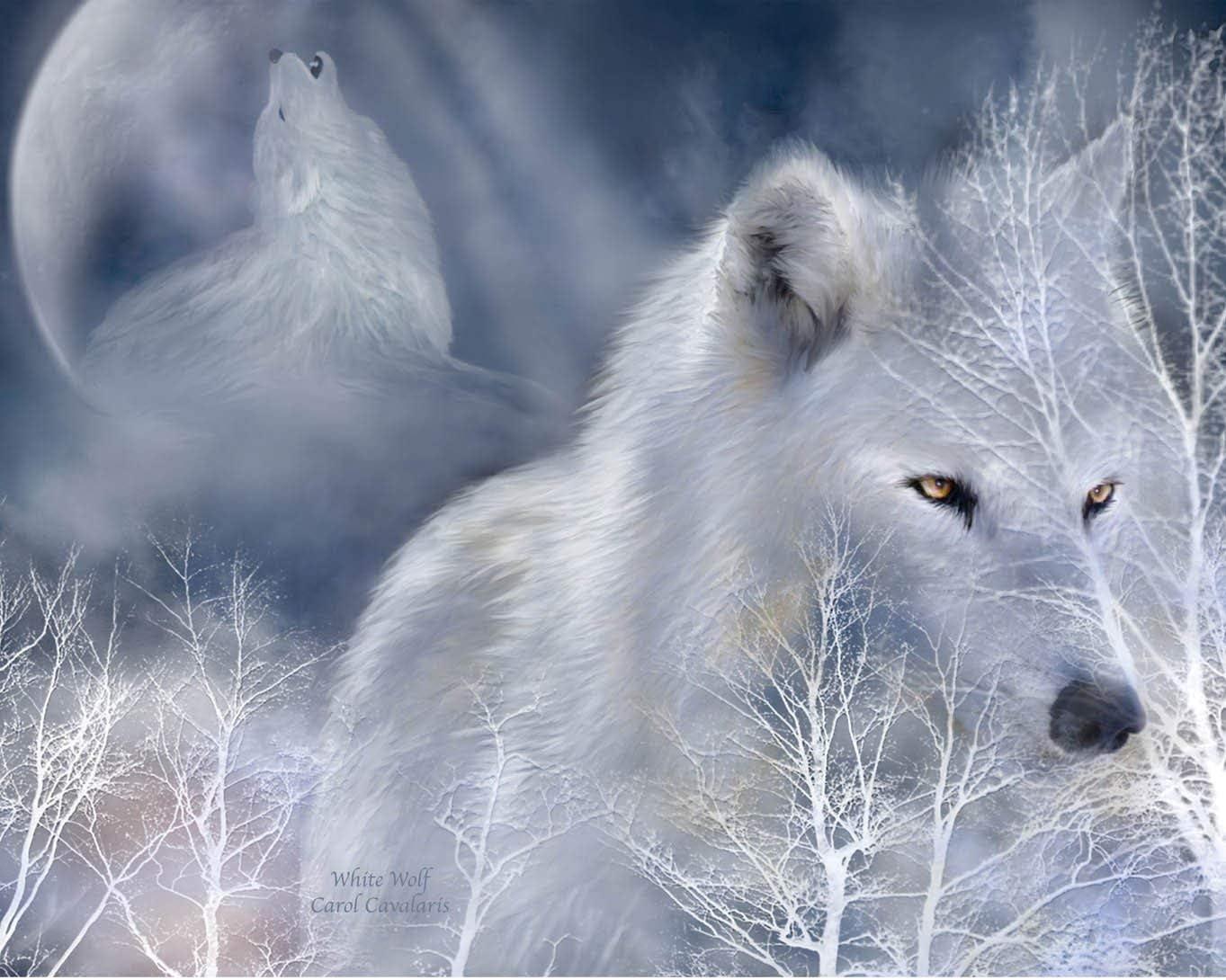 Cavalaris White Wolf Wall Decal 29"x36"