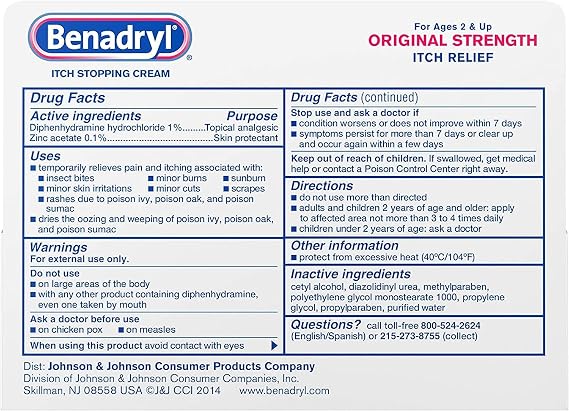 Benadryl Itch Stopping Cream Original Strength 1 oz (Pack of 3)