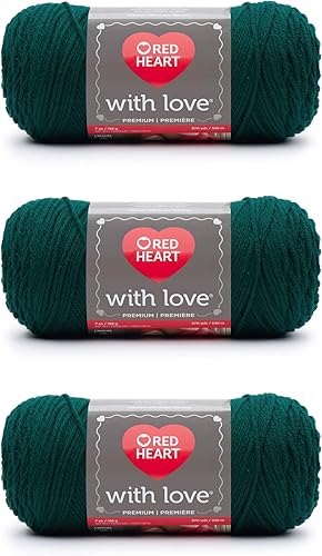 Miniatura 19 de Red Heart with Love - Hilo de seda de maíz, paquete de 3 unidades de 6.98 oz/7 onzas, acrílico, 4 medianos (peinado), 370 yardas, tejido/ganchillo