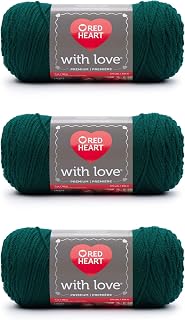 Red Heart with Love Evergreen Yarn - 3 Pack of 198g/7oz - Acrylic - 4 Medium (Worsted) - 370 Yards - Knitting/Crochet