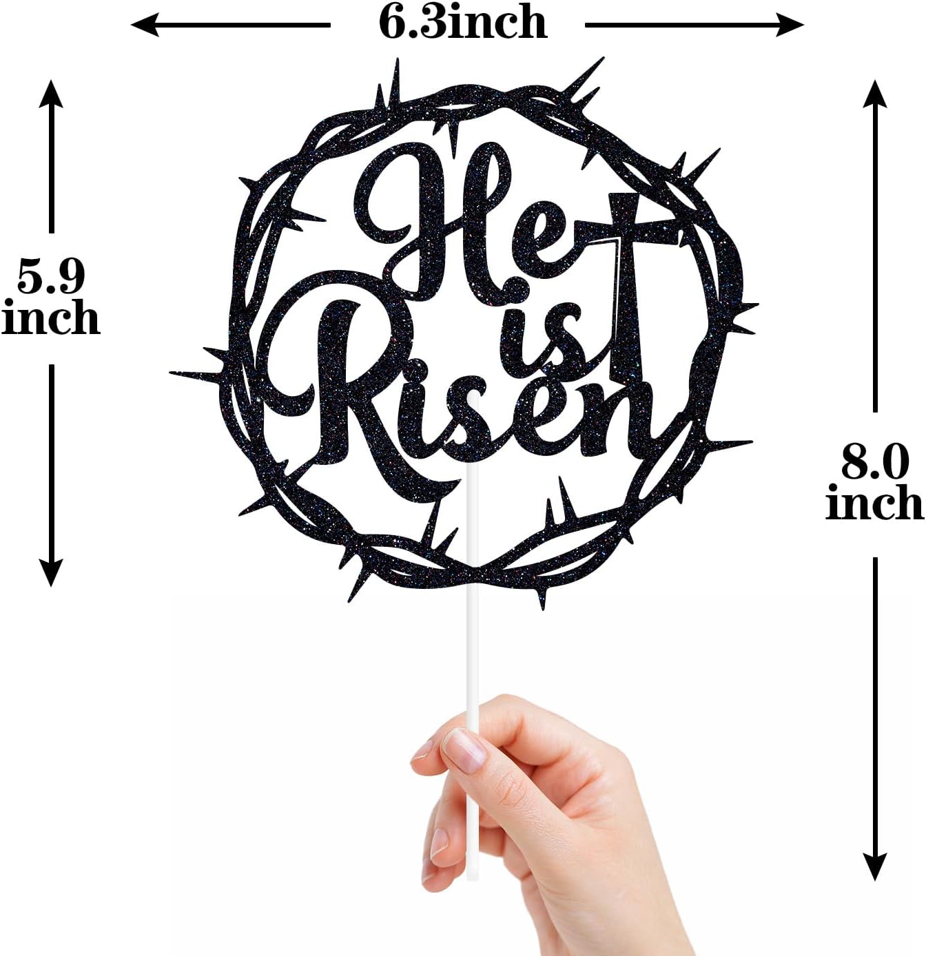 He is Risen Cake Topper, He Lives, Cross Religious Jesus Easter Décor, Spring Easter Holiday Party Decorations