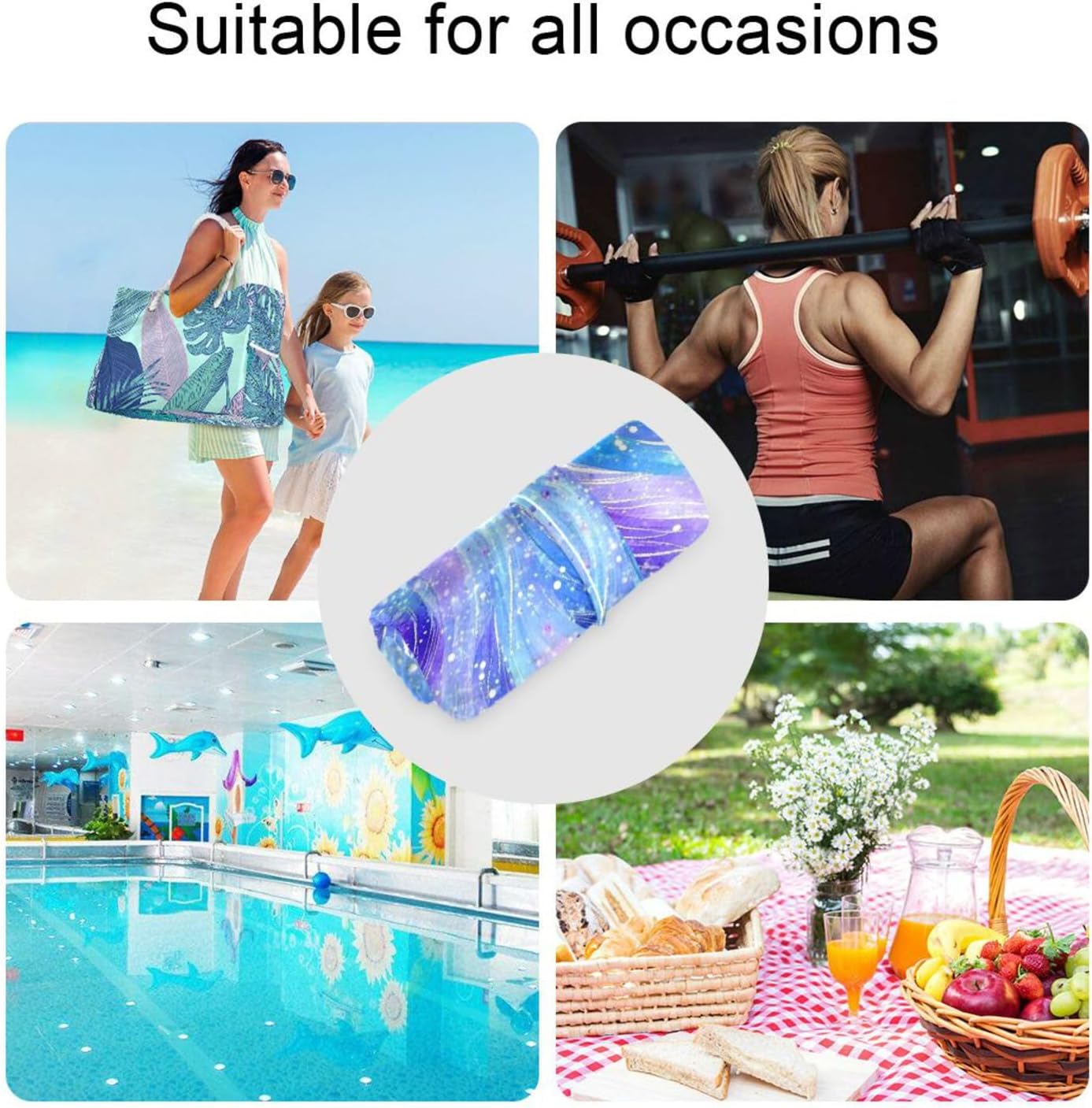 Purple Blue Galaxy Starry Waves reusable wet clothes bag 2 Pack diaper bag essential items with handles for beach, yoga