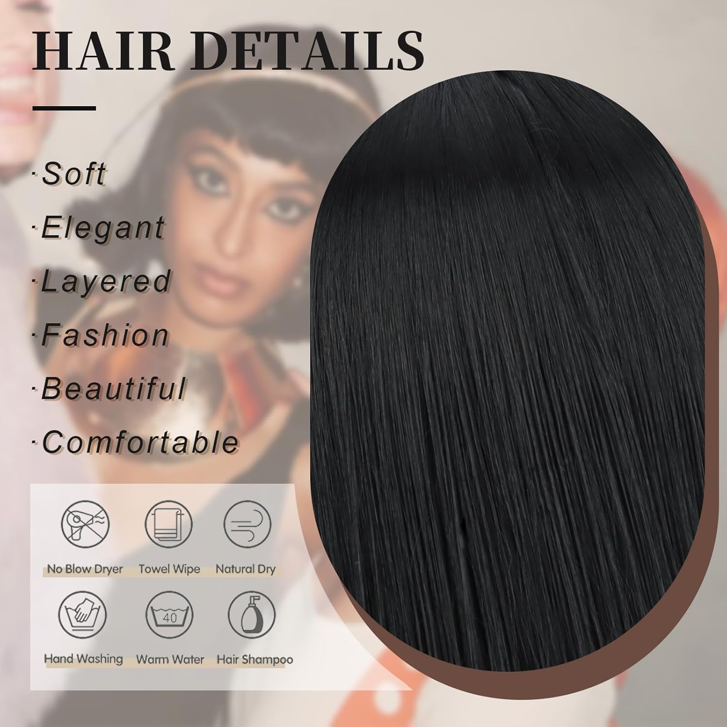 SUKRI Short Black Straight Wig with Bangs Black Wigs for Women Bob Shoulder Length Wigs Heat Resistant Fiber Synthetic Hair Wigs Hair Replacement Natural Looking(12INCH) - Image 4