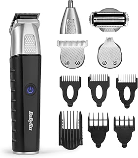 BaByliss Recortadora Multifunción Lithium Power 11 en 1 - Kit de Cuidado Masculino Inalámbrico, Afeitadora, Barbero, Naricero/orejero, Resistente al Agua, Regalo para hombres, Negro/Gris, MT812E