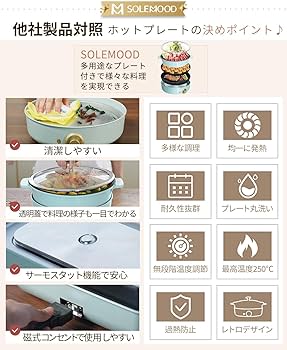 Amazon | SOLEMOOD グリル鍋 ホットプレート 電気鍋 三つ