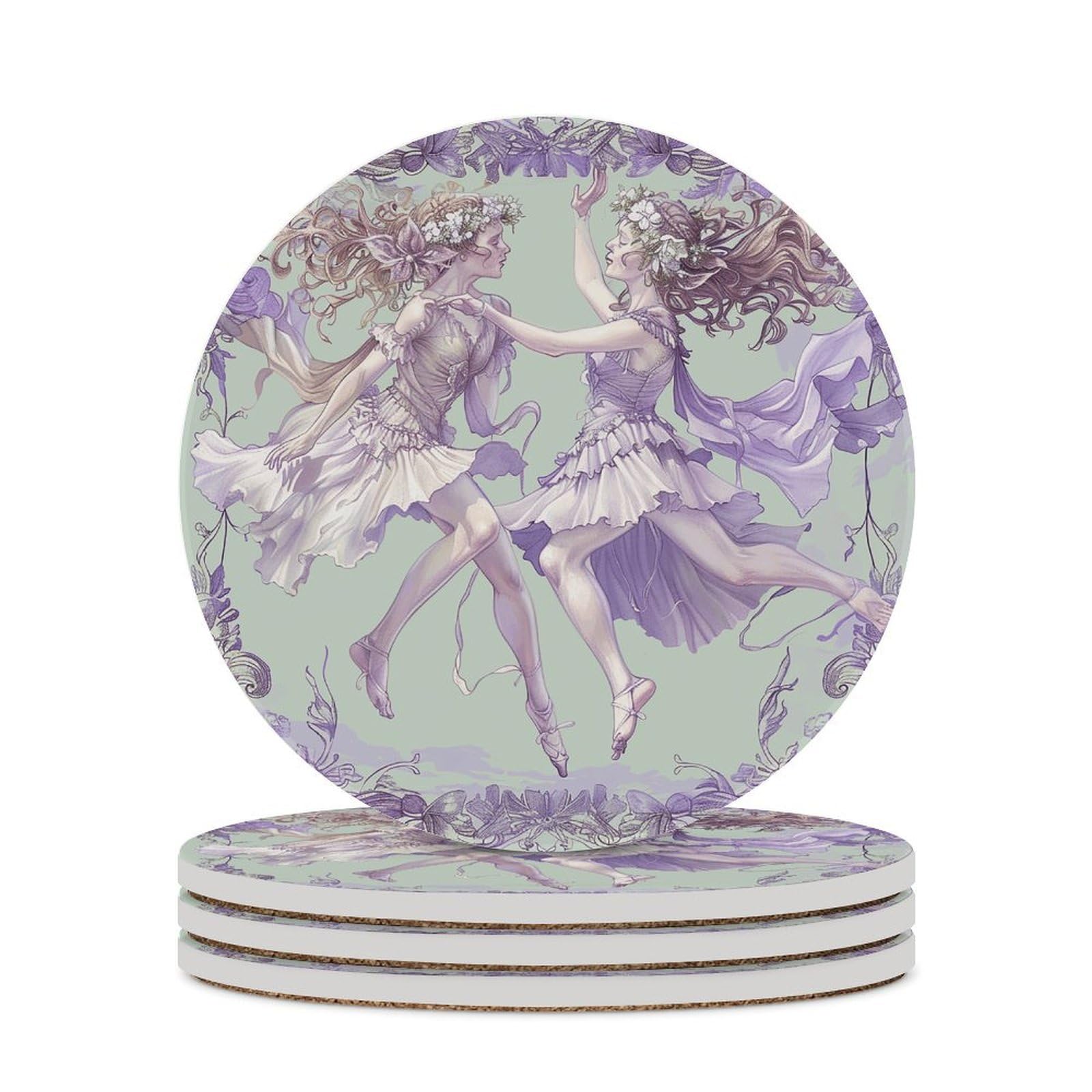 Dessous de verre céramique liège fées résistant chaleur boissons