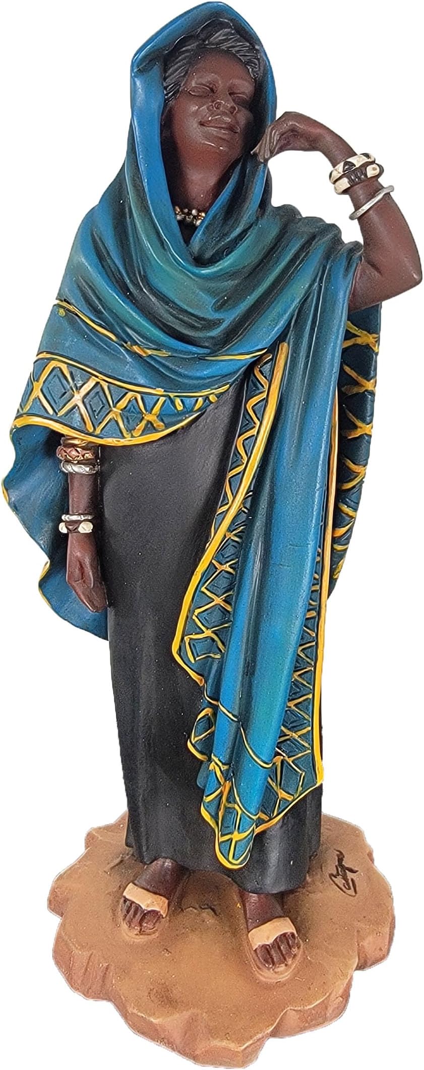 PDTXCLS Fair Trade Castagna African Tuareq Woman Alabaster Resin Figurine