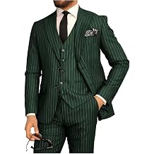 Mens Pinstripe 3 Piece Suit Slim Fit Gomez Addams Costume for Men Business Wedding Halloween Party Suits Set