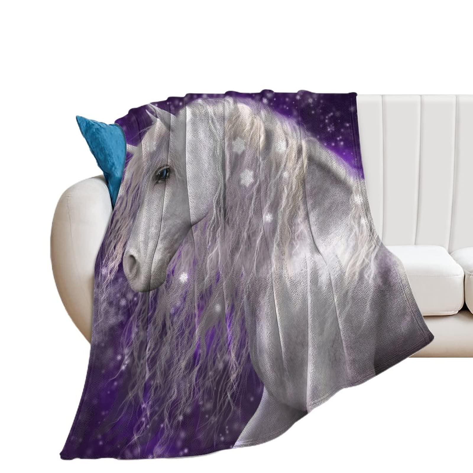 Couverture polaire licorne blanche contre le froid plaid flanelle doux 130cm