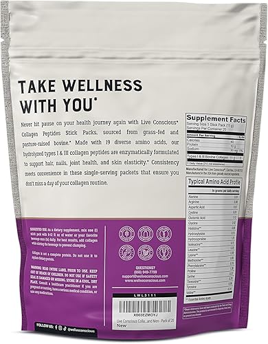 Miniatura 7 de Live Conscious Paquetes de péptidos de colágeno en polvo sin sabor  Polvo de colágeno hidrolizado  Soporte para el cabello, la piel, las uñas y las