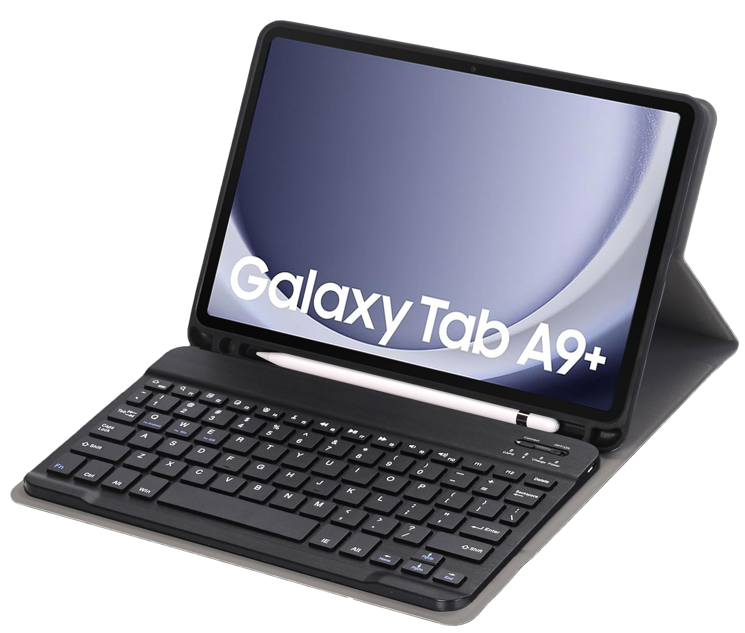 Slim Candy Colors Keyboard Case Compatible with Samsung Galaxy Tab A9 Plus 11 Inch 2023 Model (SM-X210/X216/X218) with S Pen Holder, Mutil Angles