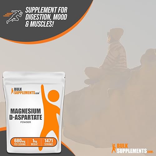 Miniatura 5 de BulkSupplements. com Magnesio D-Aspartato en polvo Suplemento de magnesio, magnesio de alta absorción Sin gluten, 680 mg (49 mg de magnesio) por