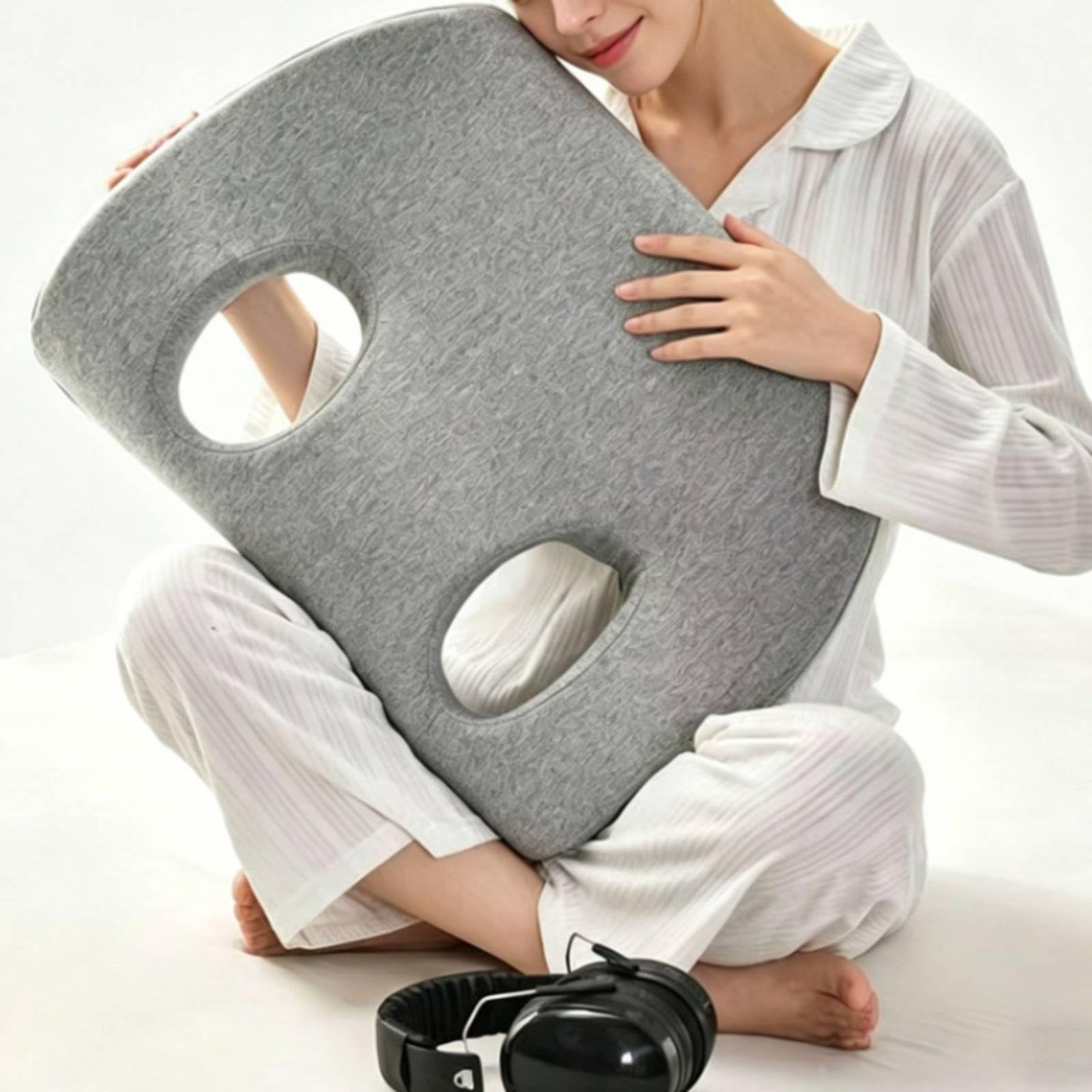Almohada de Espuma Viscoelástica con Agujero para la Oreja Cojín de Apoyo Lateral para Auriculares Ortopédica Cervical Núcleo