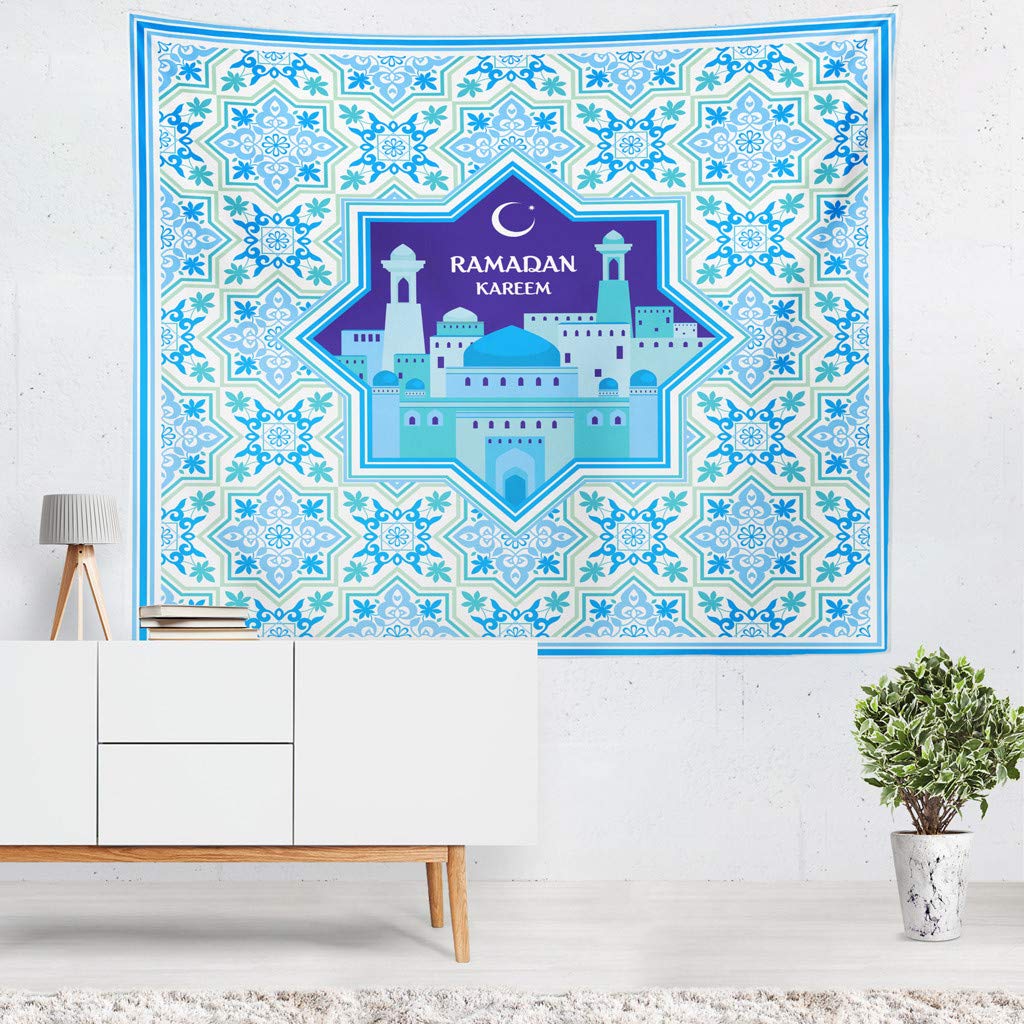 Muslim Ramadan Tapestry, Wall Hanging Tapestries Eid al-Fitr Decoration Ramadan Tapestry Decorative Canvas Artist Residence Wall-Mounted Beach Towel Wall Decor/Yoga Mat Beach Towel Blanket (C)
