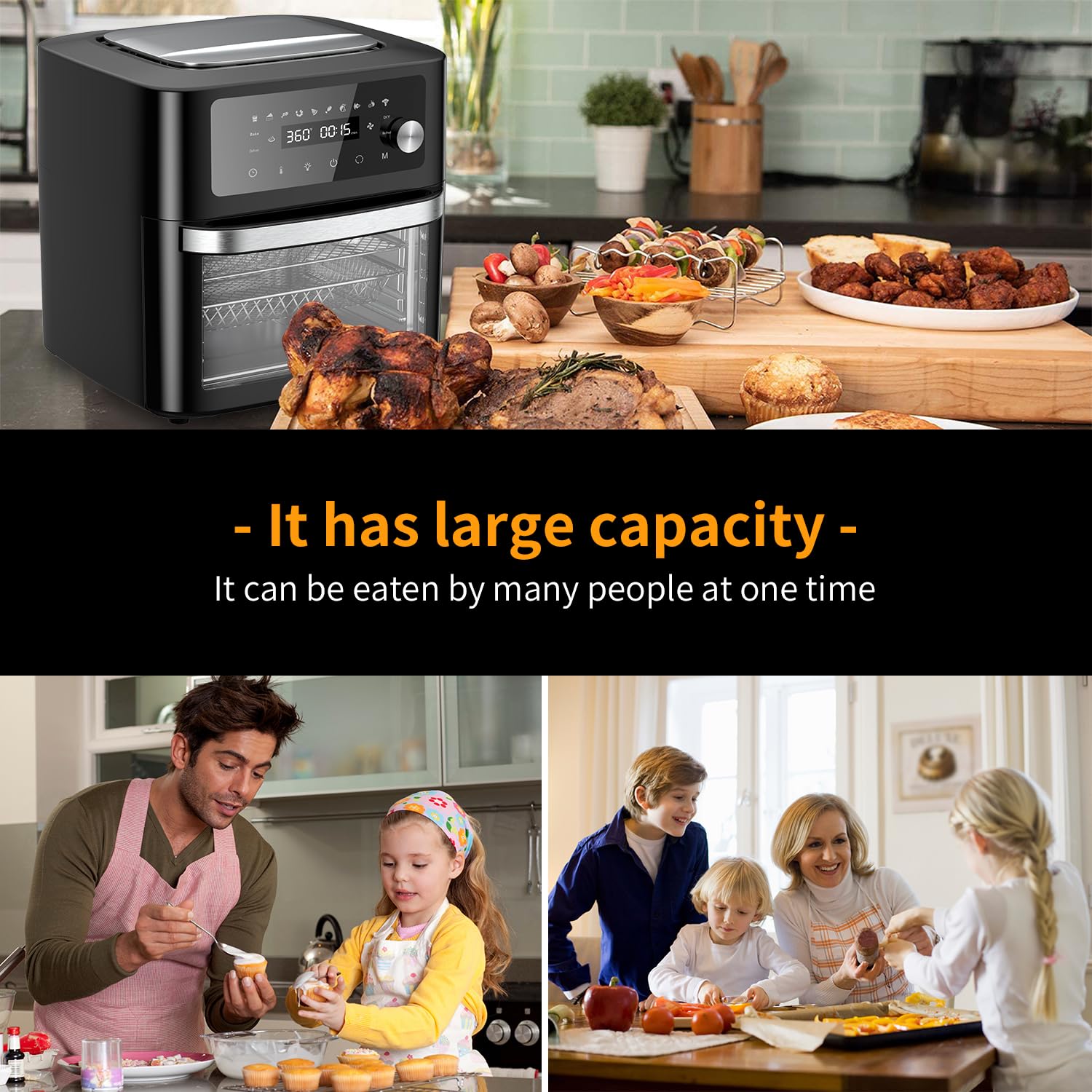 Gevi Air Fryer Toaster Oven Combo, Large Digital LED