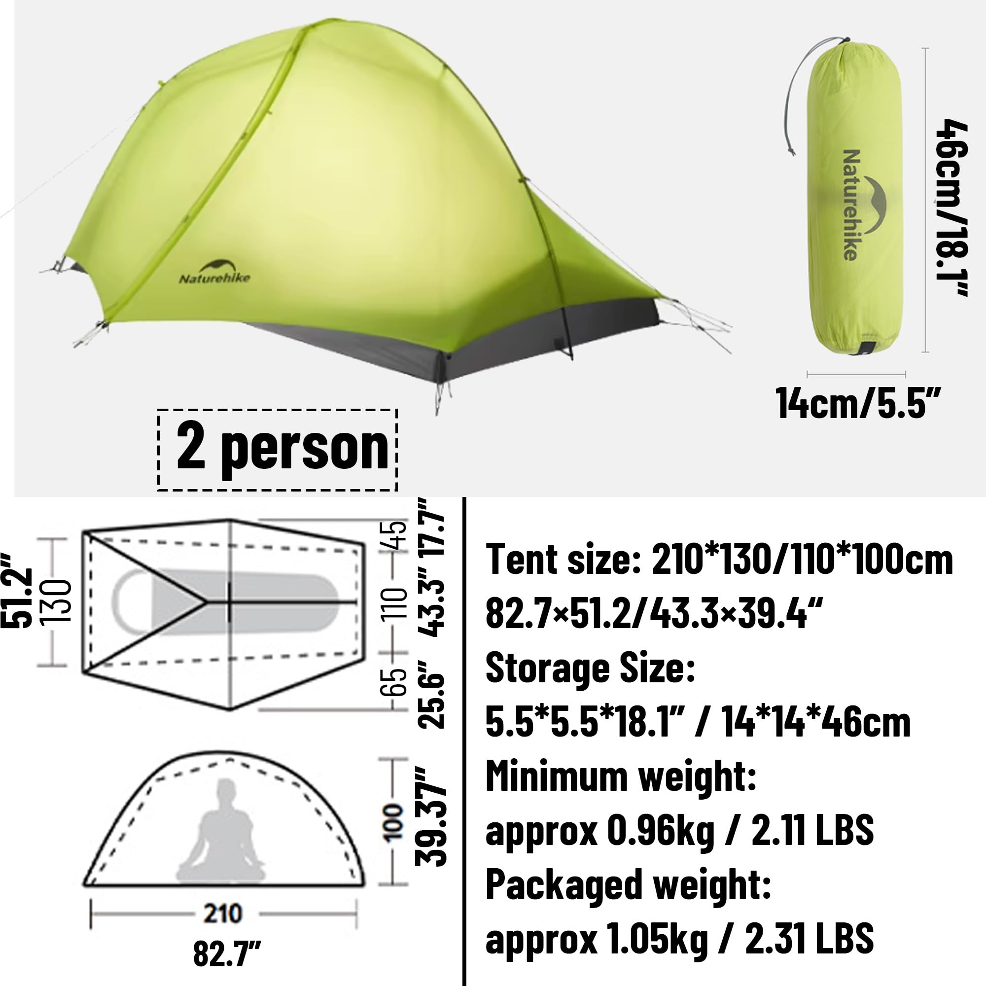 Amazon.co.jp: Naturehike Star Trail EXT 1/2人用テント - 2.2ポンド