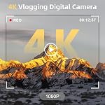 Upgrade 4K Digital Camera for Photography 48MP with 3'' 180° Flip Screen 16X Zoom Autofocus YouTube Vlogging Camera, Compact Point and Shoot Cameras with 32G Card, 2 Batteries & Battery Charger(Black)
