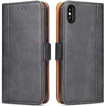 ROJIOJIO Mobile Phone Case for iPhone X, iPhone XS Leather Mobile Phone Case Card Slot Flip Stand Magnetic Leather Case for i