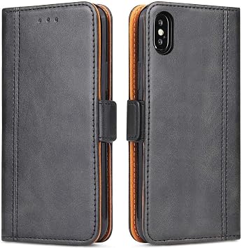 Mobile Phone Case for iPhone X iPhone XS Leather Mobile Phone Case Card Slot Flip Stand Magnetic Leather Case for iPhone X/iPhone XS Case Black