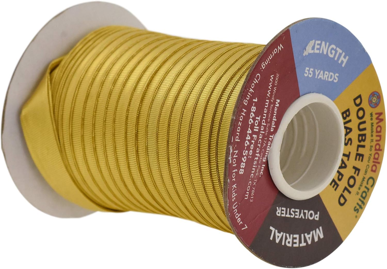 Mandala Crafts Double Fold Bias Tape for Sewing, Seaming, Binding, Hemming, Piping, Quilting 1/2 Inch 55 Yards Metallic Gold : Arts, Crafts & Sewing