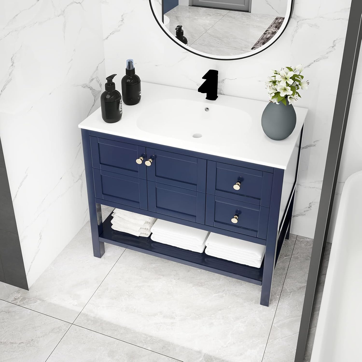 36" Modern Bathroom Vanity and Sink Set, Bath Storage