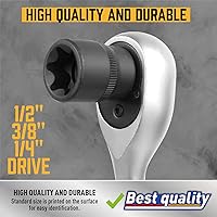 Vista 3 de Amartisan 14 PC E-Torx Star Socket Set/Rail, 1/4" 3/8" 1/2" Drive, E24 Juego de zócalos de par externo