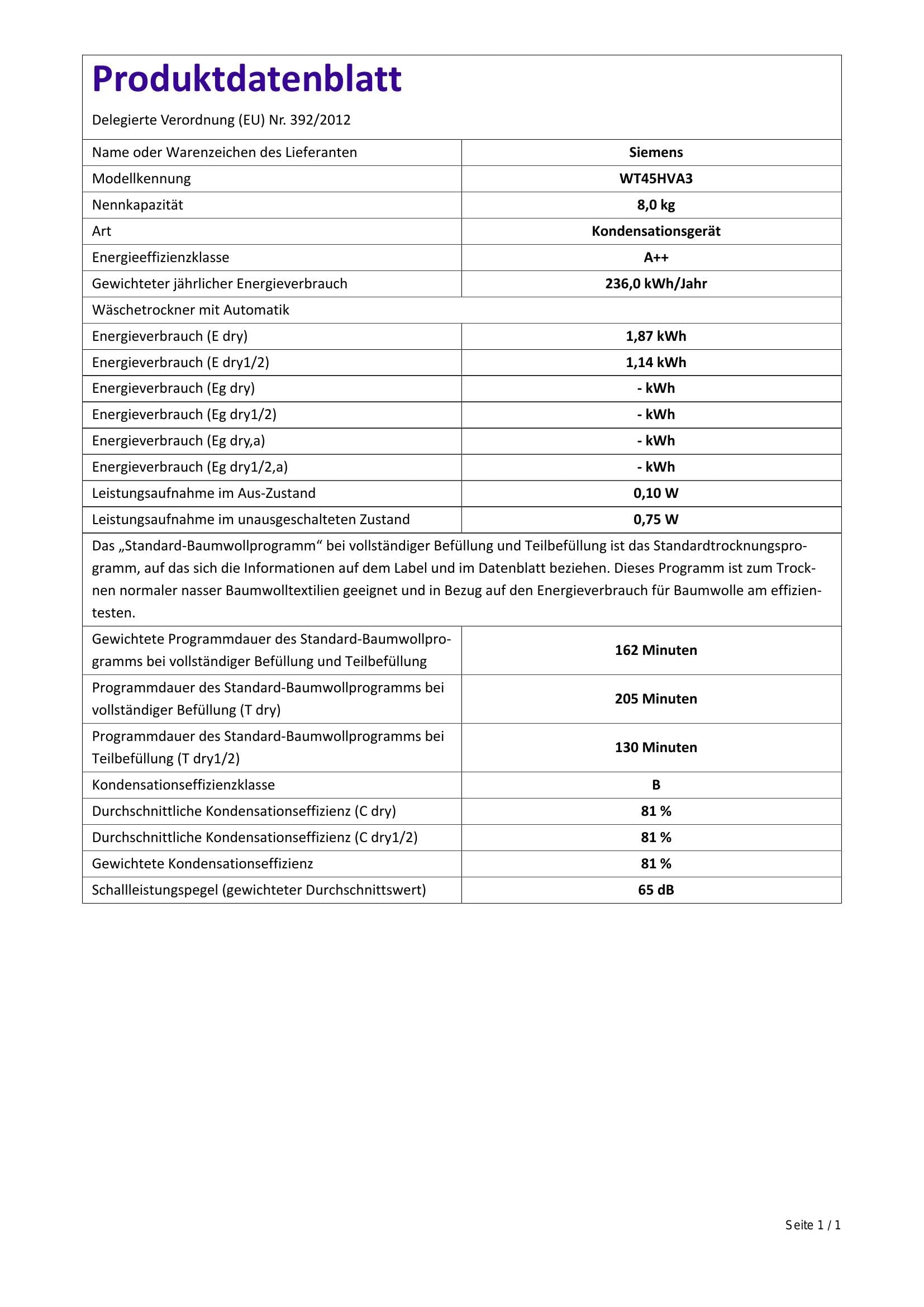 Siemens WT43HV04 IQ300 Wärmepumpentrockner 8kg - Energieeffizient Mit AutoDry & Super40