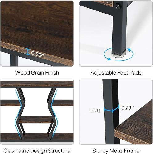 Miniatura 6 de Tribesigns 70.9 Inches Sofa Console Table with 4 Tier Wood Storage Shelves, Industrial Extra Long Narrow Entryway Accent Tables for Hallway, Living