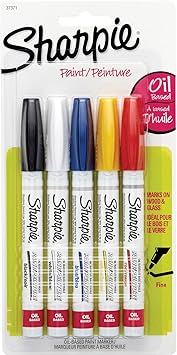 Sharpie Oil-Based Paint Markers, Fine Point, 5 Count - Great for Rock Painting