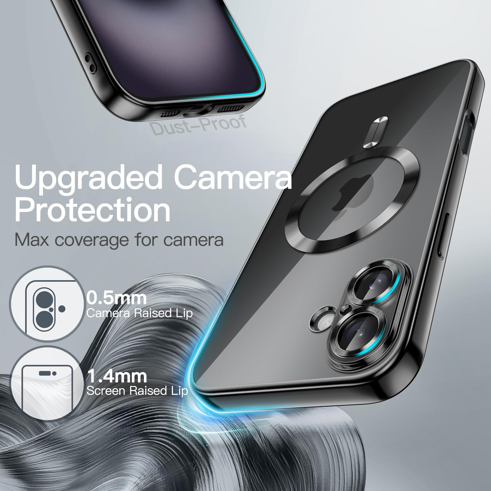 JETech Hoesje Voor IPhone 16e (2025) – Met Ingebouwde 9H Gehard Glazen Screenprotector – 360° Volledige Lichaamsbescherming – Doorzichtige Achterkant – Schokbestendige TPU-bumper – Stormblauw