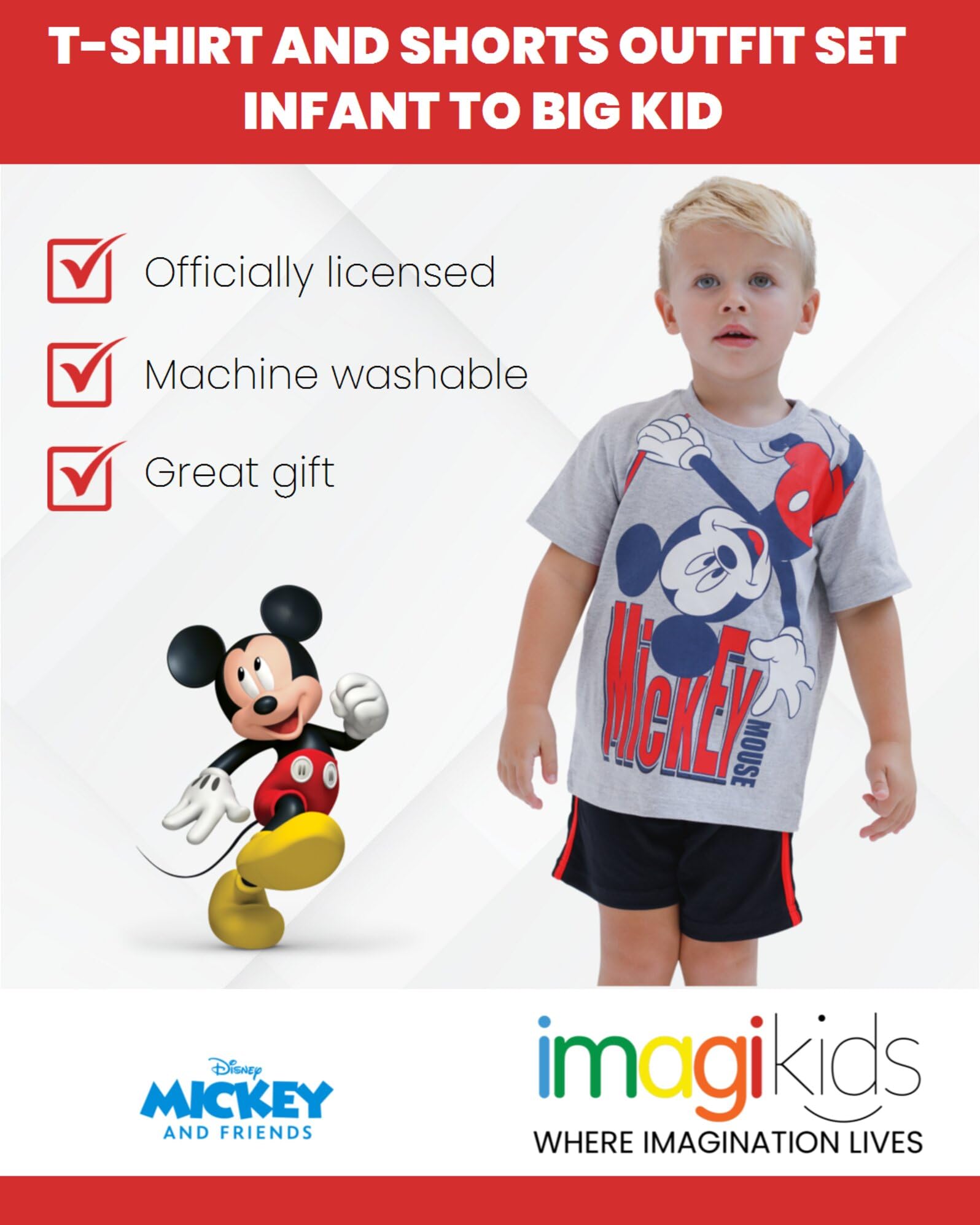 Disney Mickey Mouse Donald Duck Goofy Pluto - Conjunto de camiseta y pantalones cortos de malla para bebé a niño pequeño