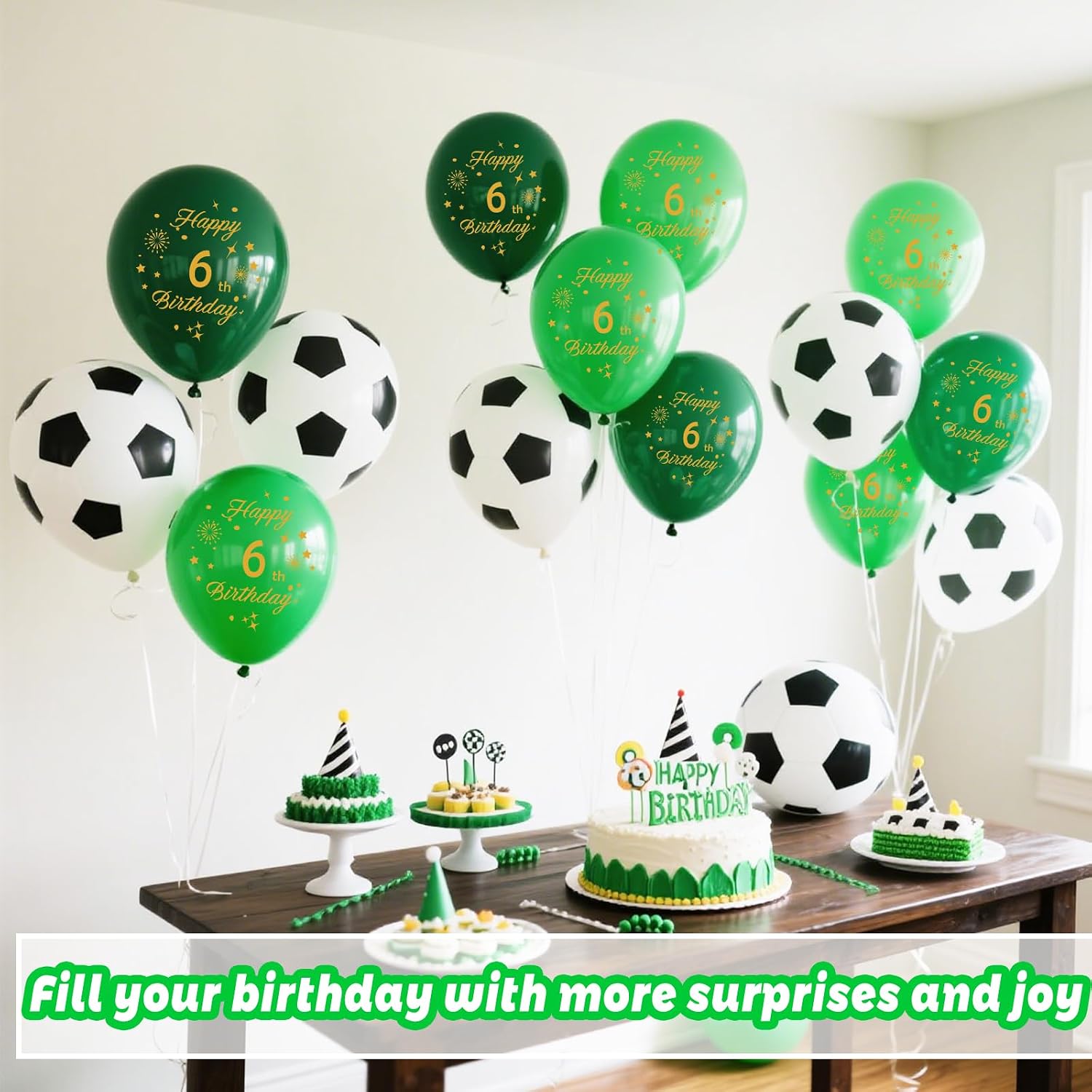 Soccer Balloons 7th Birthday Decorations for Boys,Green Balloons with Happy 7th Birthday Printed Soccer Party Balloons Soccer Sports Party Decorations image 3