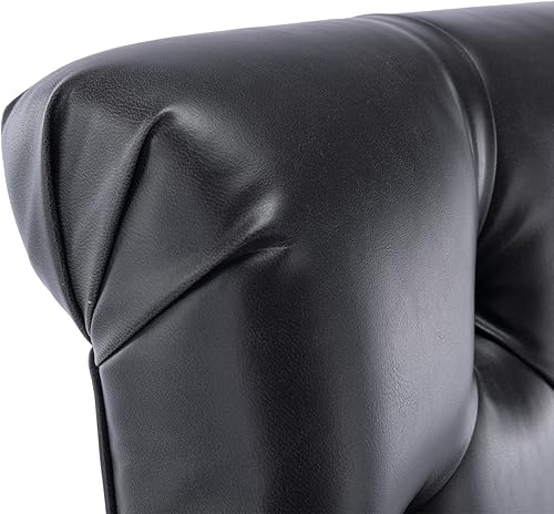 Miniatura 6 de Kmax Juego de 2 taburetes de bar de cuero copetudo, taburetes de bar de madera de mediados de siglo con respaldo para isla de cocina interior, color