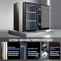 Vista 4 de 7.8 Cuft Extra Large Biometric Safe Box Fireproof Waterproof, Heavy Duty Fingerprint Safes With Keypad Lock, Type-C, 3 Spoke Handle, Fire Proof Safe